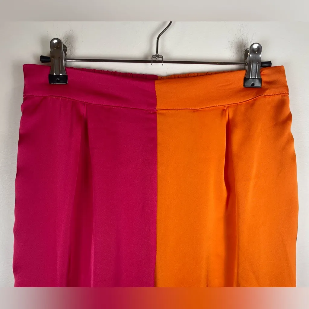 Molly Green Vibrant Pink and Orange Wide-leg Trousers Elastic Band Pockets - Image 3