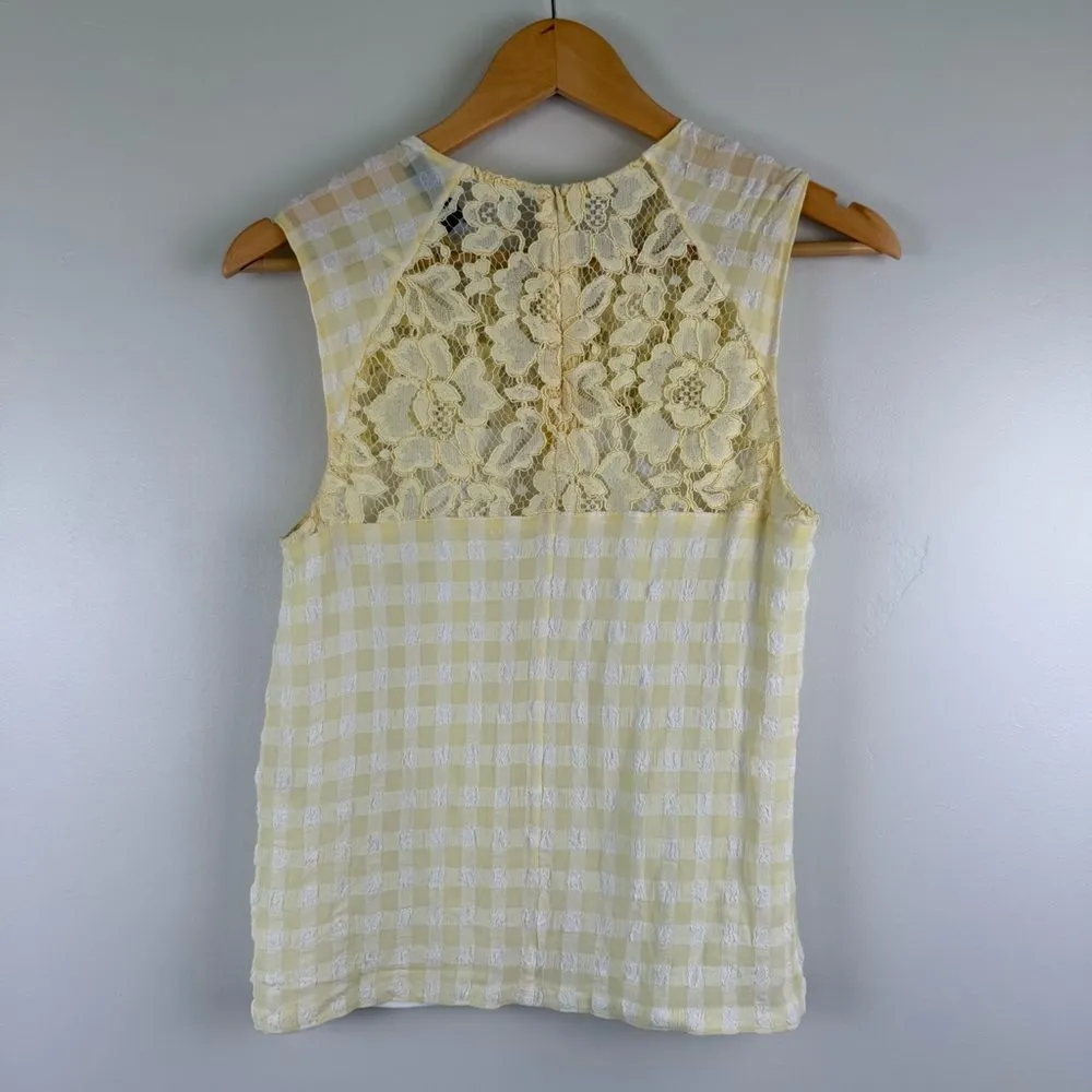 Sandro Paris Light Yellow Gingham Lace Top Sandro Size 2 US Medium - Image 2