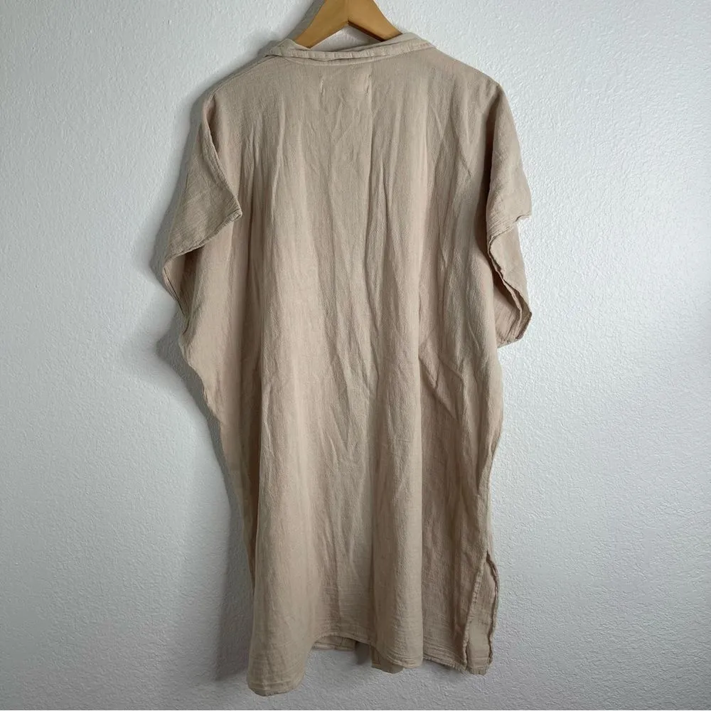 Seaspice Cover Up Neutral Button Front Peruvian Cotton Dress Extra Large Tan Size XL - Image 7