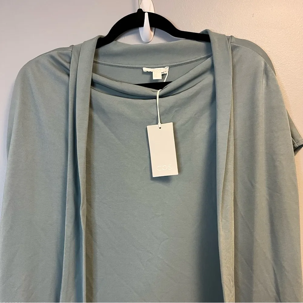 Cos Dress Womens Light Blue Neck Tie Cowl Neck Jersey Cocktail Dress Sz US M NWT - Image 7