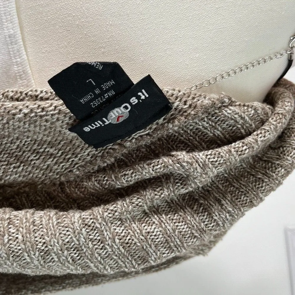 Vintage Y2K It's Our Time‎ Brown Knit Cowl Neck Long Cardigan Womens Size Large - Image 6