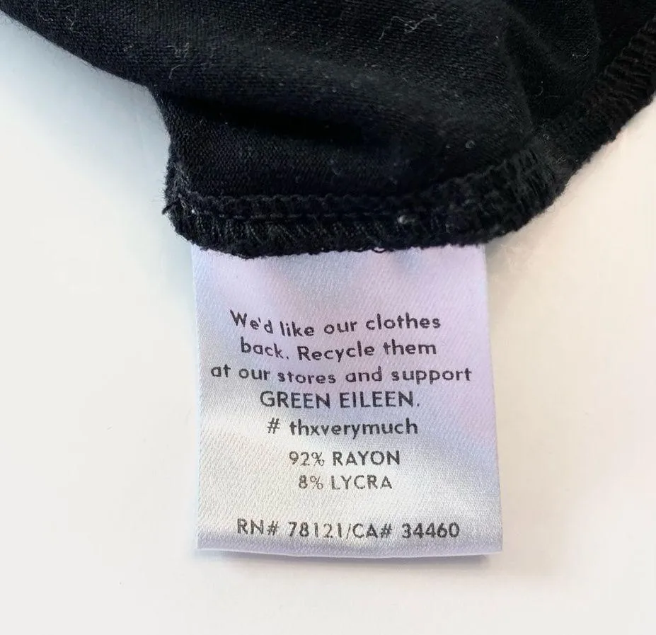 Eileen Fisher V Back Cutout Dress Medium Black Stretch Long Sleeve Minimalist - Image 12