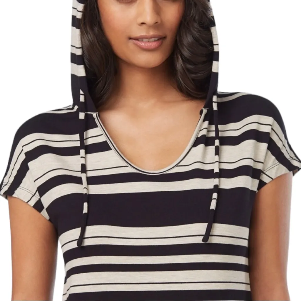 Soma Divine Terry Short Sleeve Hooded Tunic Live Lounge Wear size XL Striped - Image 2