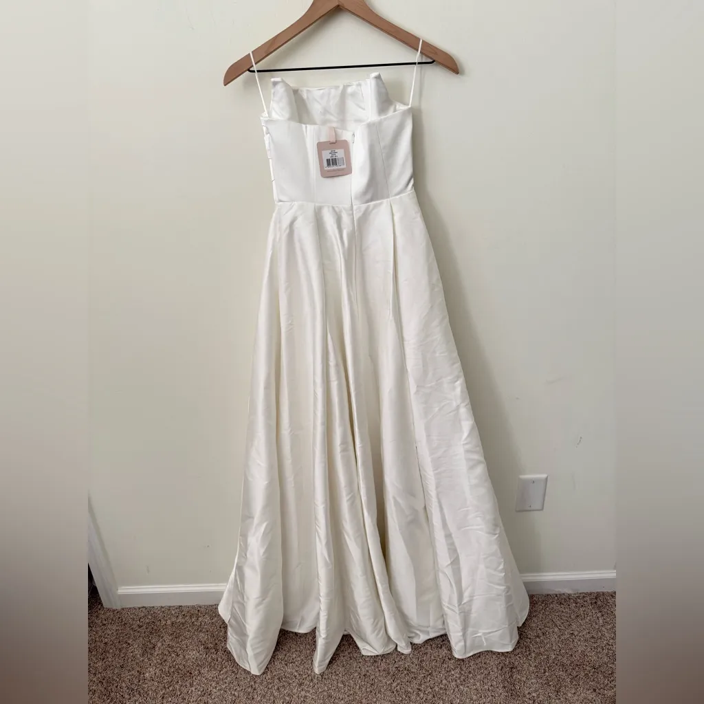 NWT SAU Lee X Revolve Heidi Strapless Gown White Bridal Long Dress Size 00 - Image 5