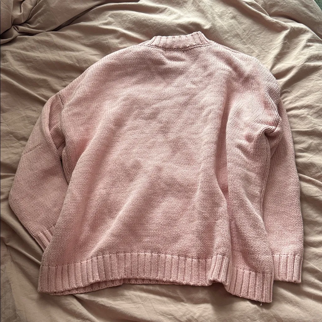 Sincerely Jules Pink Crew Neck Sweater with White Bow Medium - Image 7