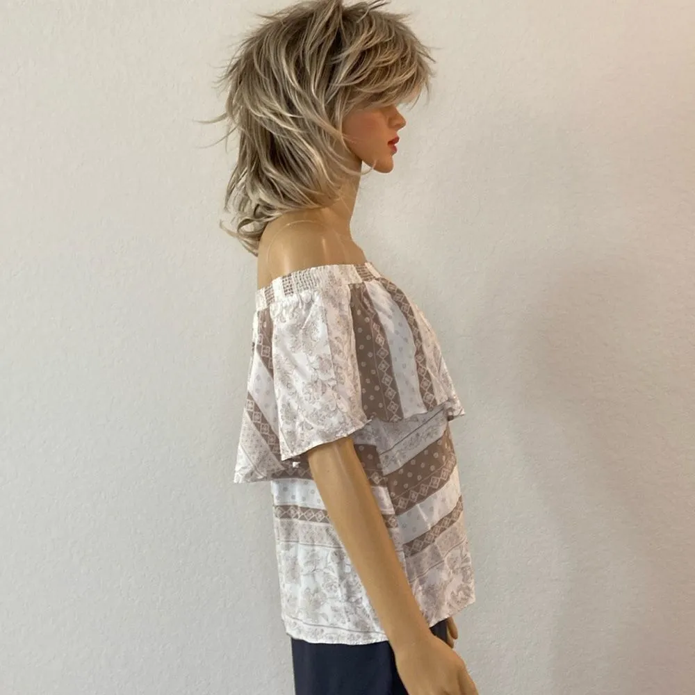 Show Me Your Mumu Off Shoulder Bungalow Top Boho Festival Blouse Peasant Ruffle - Image 9