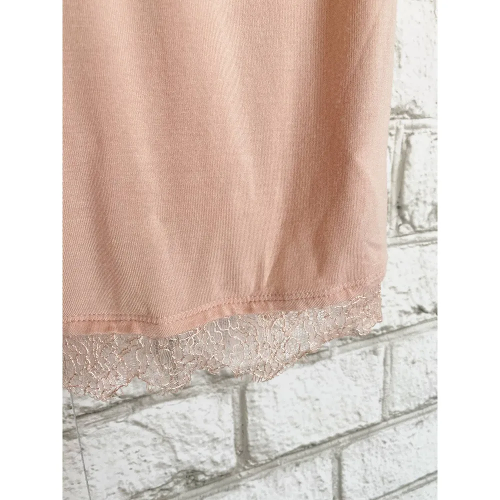 Marina Luna Lace Trim Spaghetti Strap Tank Top Pink Size M - Image 3