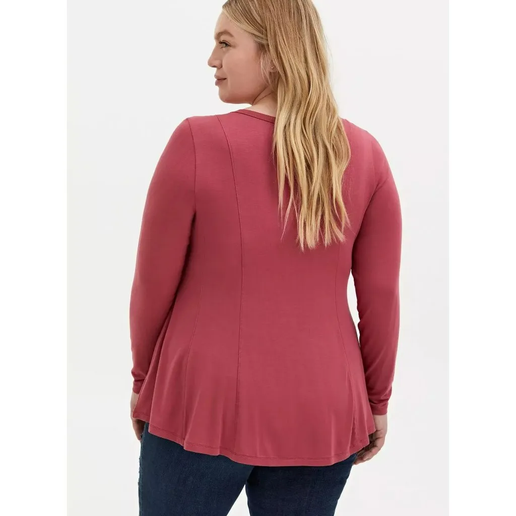 Torrid Super Soft Scoop Neck Fit And Flare Long Sleeve Top 5 5X T-Shirt 14312351 - Image 2