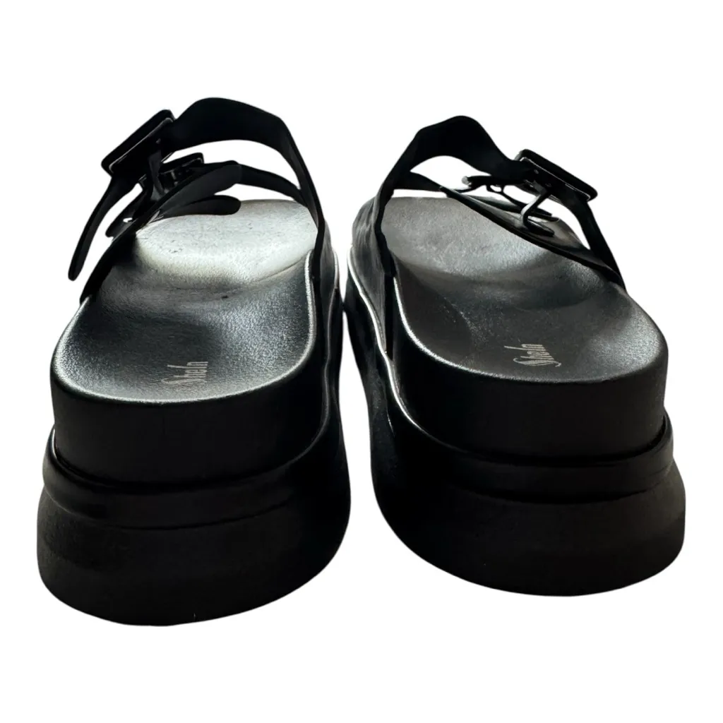 Dual Double Buckle Open Toe platform Bottom slip on sandals adjustable wide - Image 4