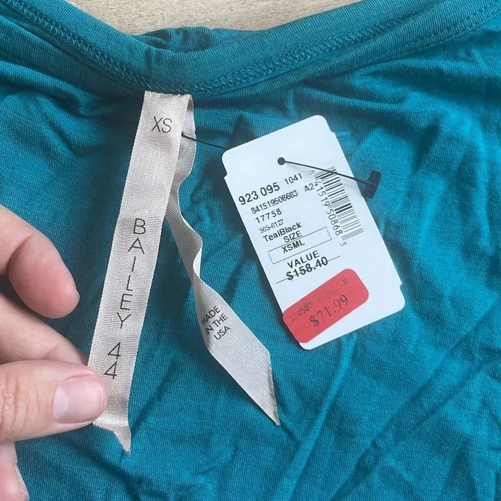 NWT Bailey 44 Tunic Layered Dress Teal/Black 3/4 Sleeve Jersey Pullover Sz XS - Image 2