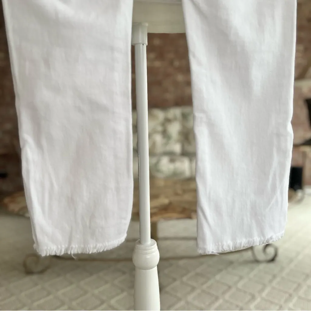 Venus Jeans Skinny Fray Hem Cropped Distressed White Ripped Midrise 10 - Image 10