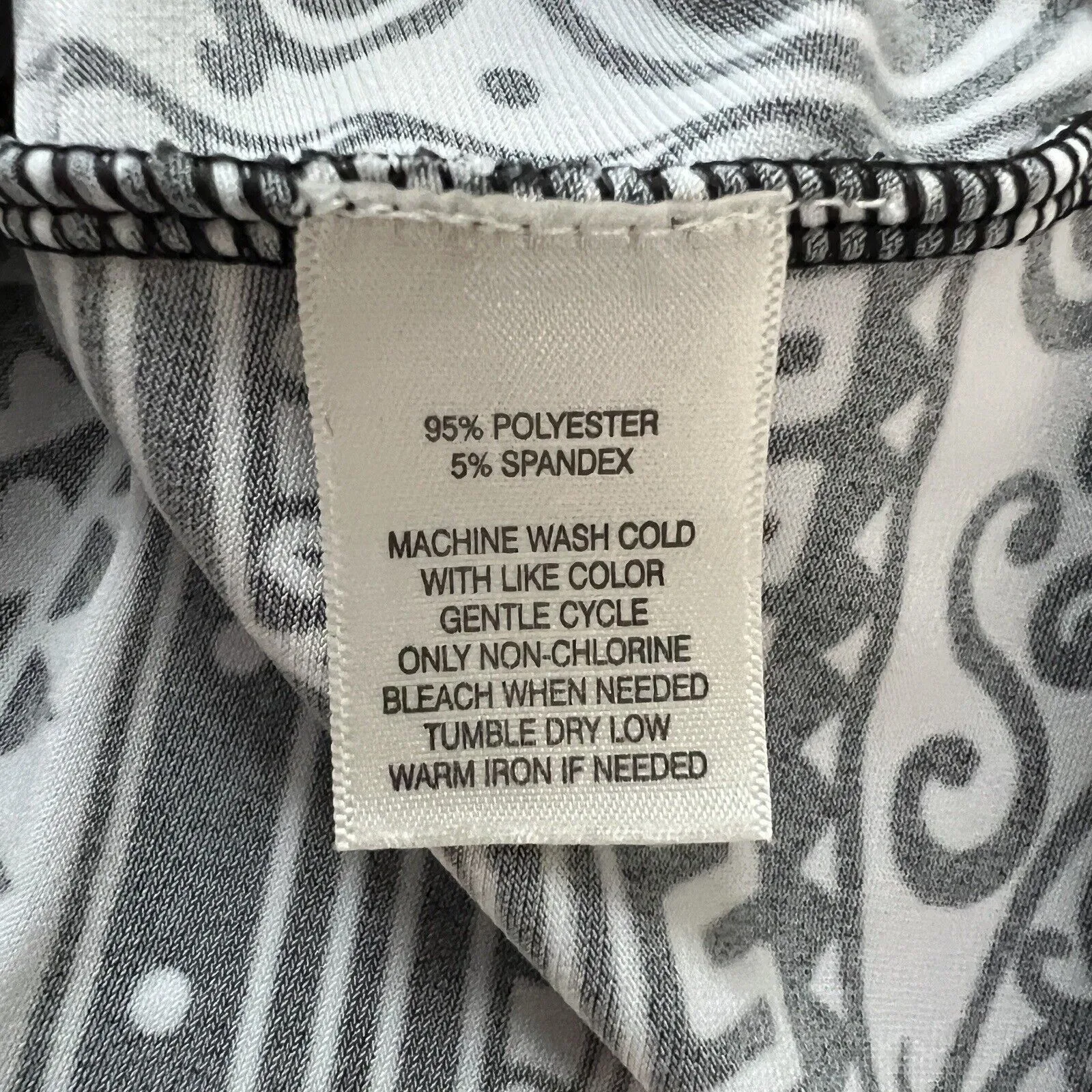 White House Black Market Shirt Womens XSmall Black White Scroll Tunic‎ Top Retro - Image 7