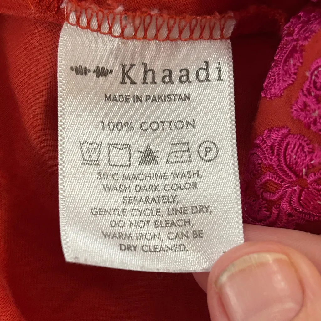 Khaadi Pret Embroidered Pakistani Kurta in Shades of Red, Pink, Orange, size 14 Red - Image 11