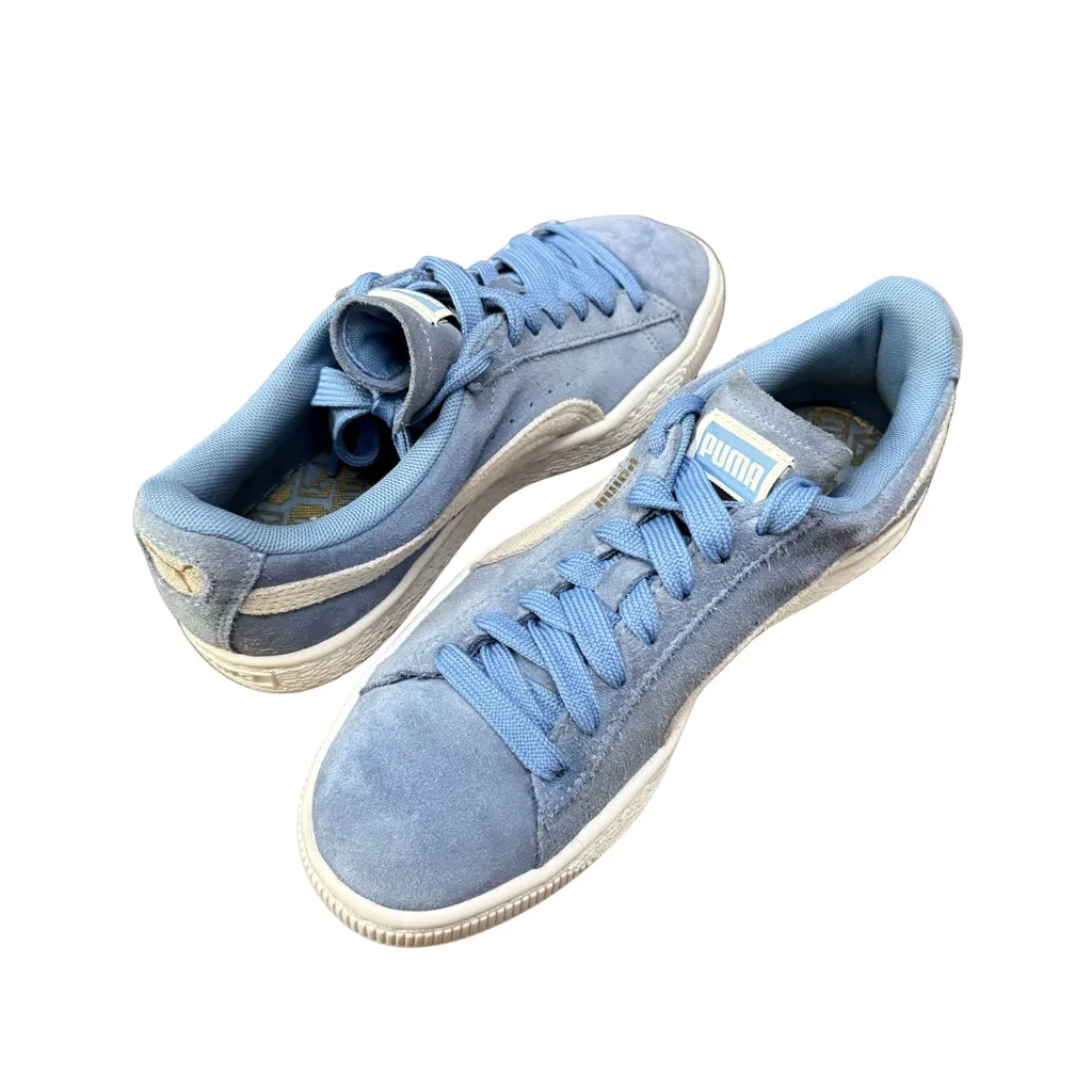 PUMA Suede Classic Blue Cream Low Top Sneakers Womens Size 6 | Art 355462-64 EUC - Image 8