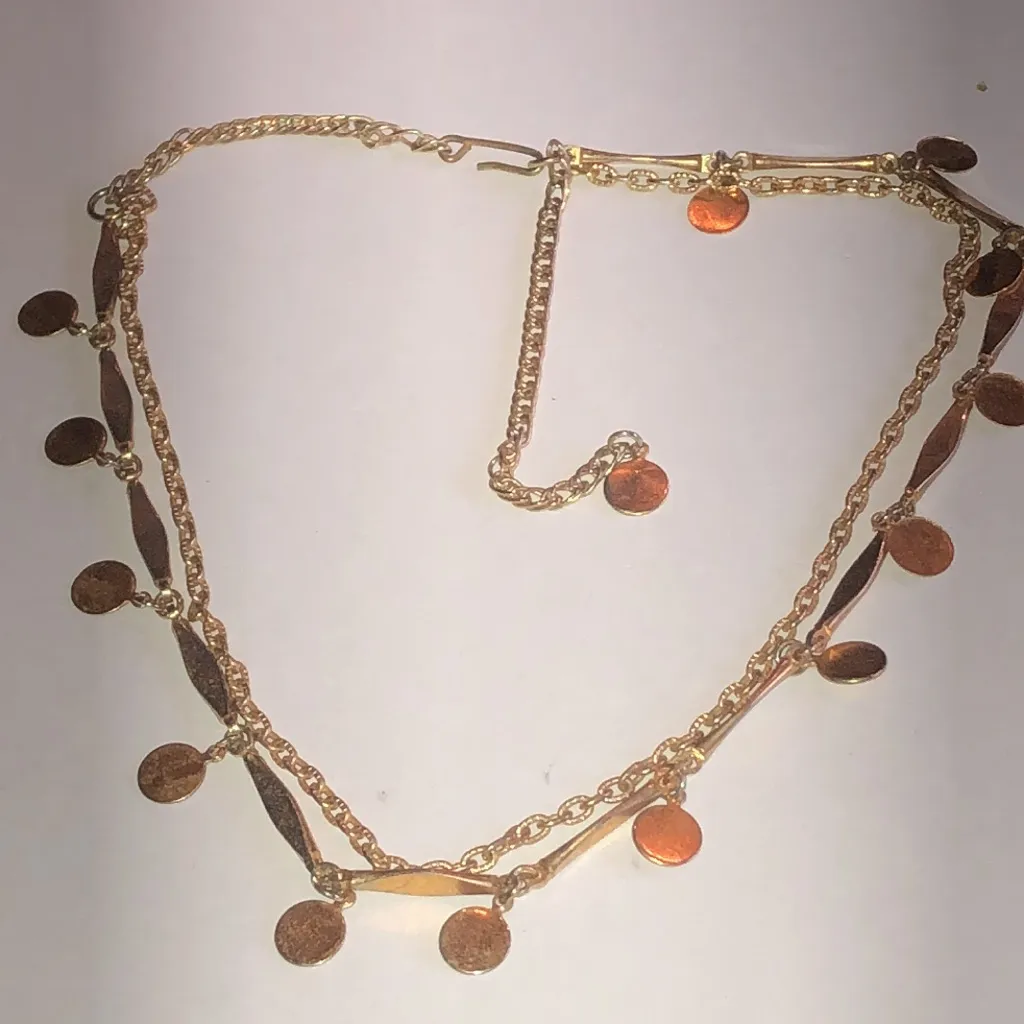 Vintage Gold Tone Retro Boho Dainty Charm Necklace - Image 2