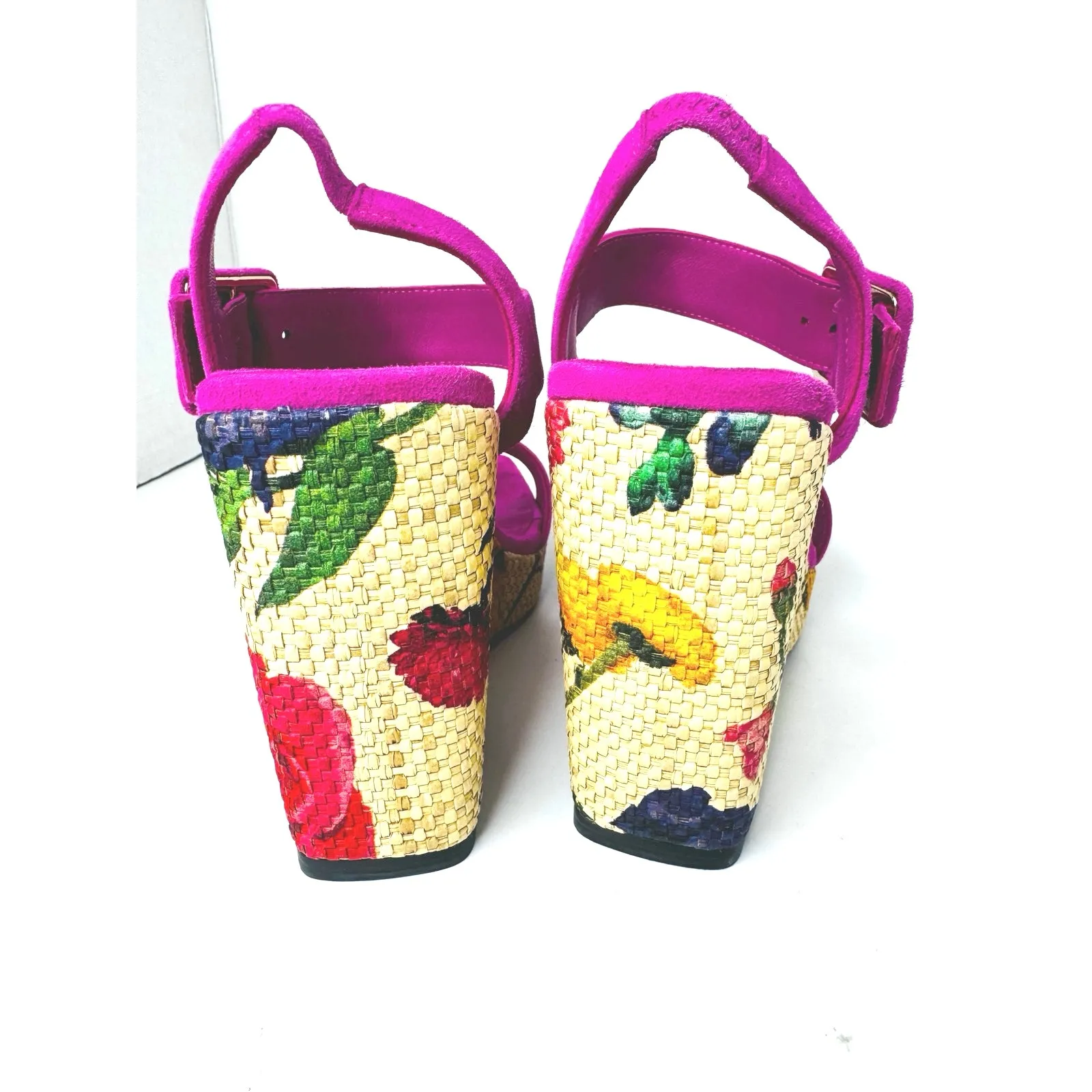 Jimmy Choo Mirabelle Suede Floral Sandals wedge Flower-Trim Slide fuchsia 37.5 - Image 6