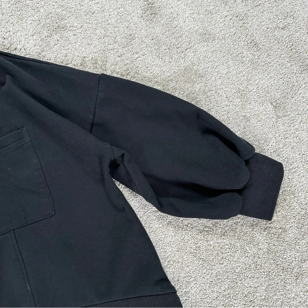 Nap Women’s Loungewear Terry Cropped Boxy Sweatshirt Mock Neck in Black L Size L - Image 7