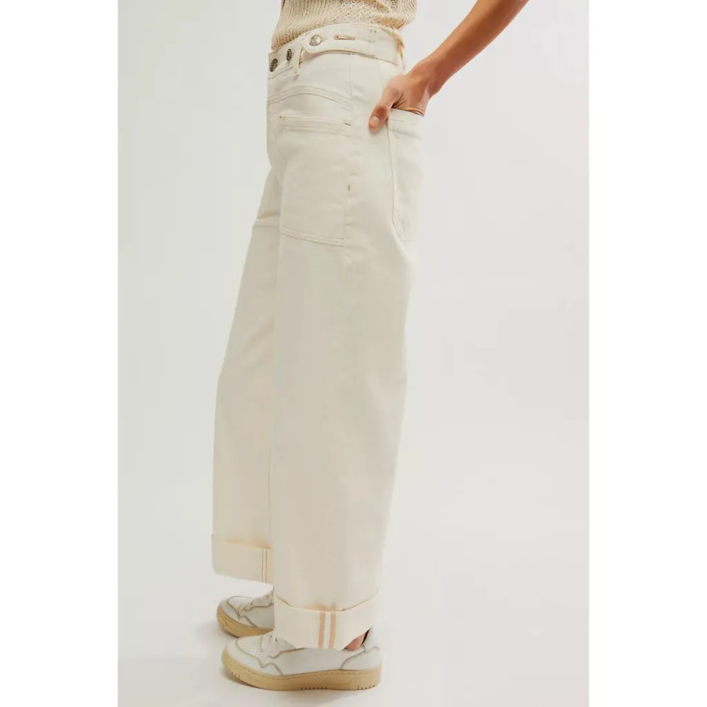 FREE PEOPLE We the Free Palmer Cuffed Baggy Jeans Wash Eggshell Size US 30 NWT - Image 11