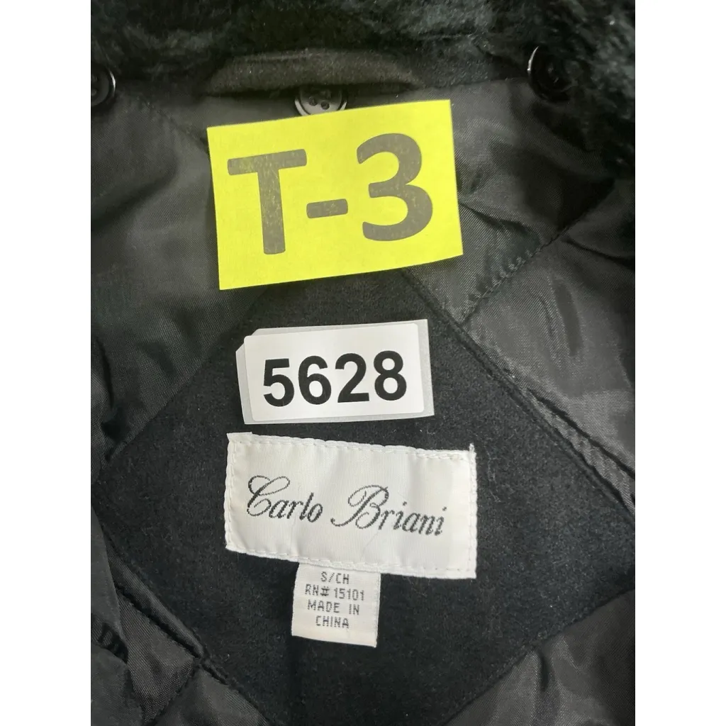 Womans Carlo Briani Lined 3/4 Length Winter Coat Small Black Full Zip - Image 3