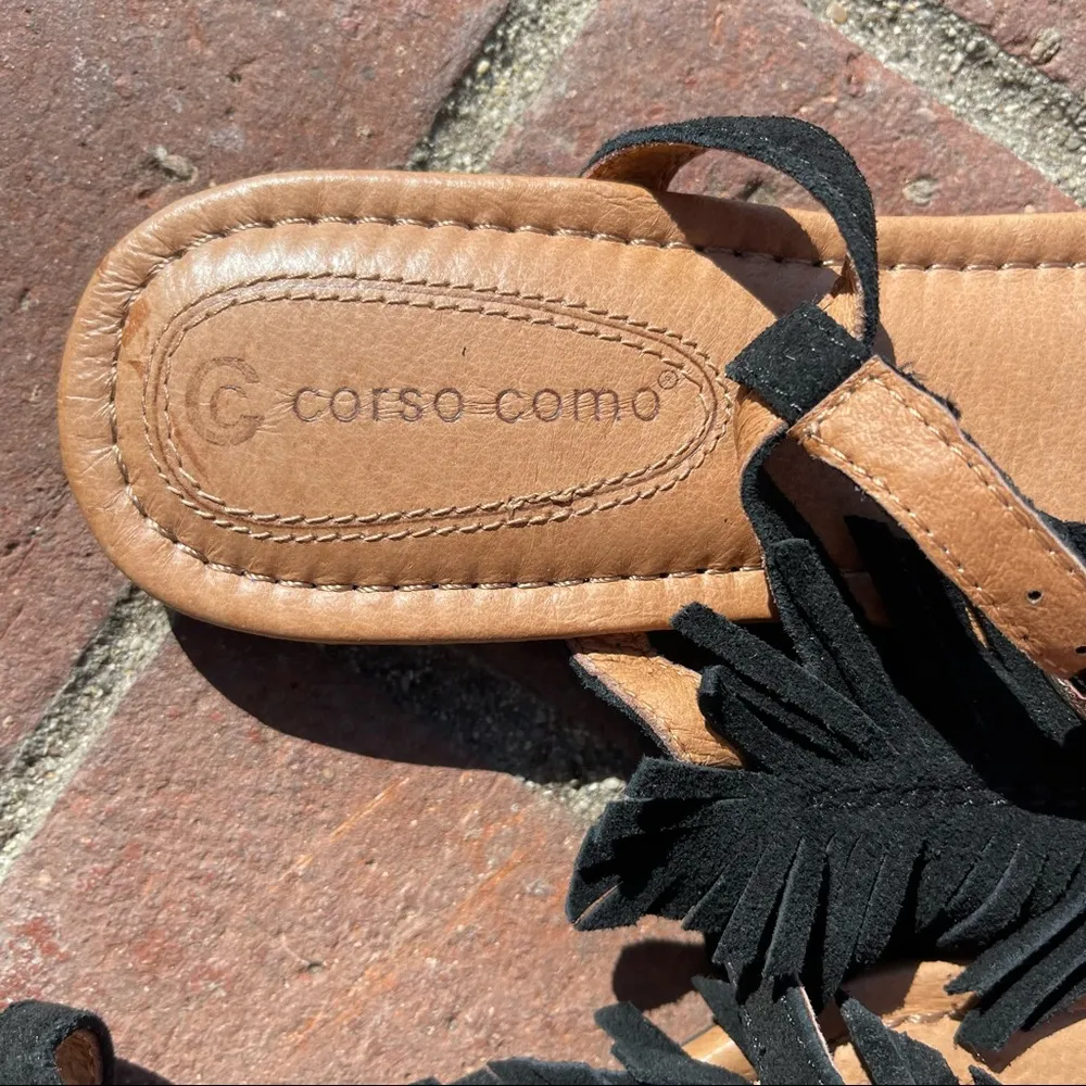 NWOT Corso Como Cayman Black Leather Feather Sandal size 7 1/2 - Image 4