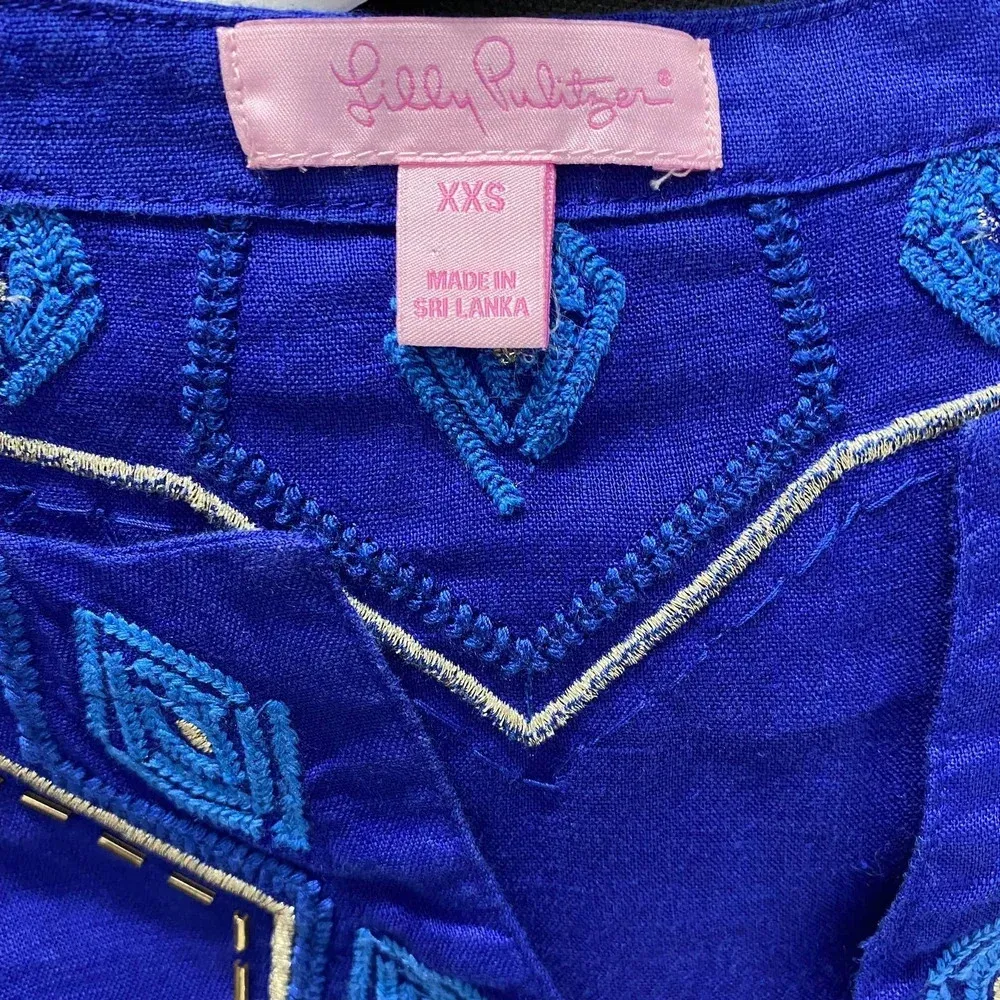 Lilly Pulitzer Amelia Island Tunic‎ Twilight Blue Beaded Embroidered Size US XXS - Image 10