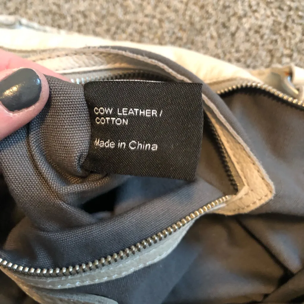 Liebeskind Gray and Cream leather and cotton colorblock bag NWT - Image 6