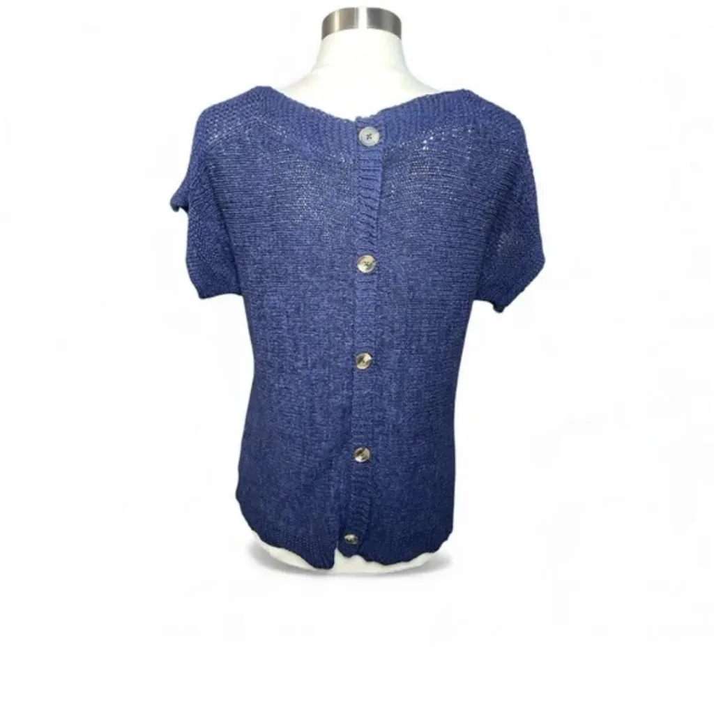 Cable & Gauge Navy Button-Back Sweater - Image 4