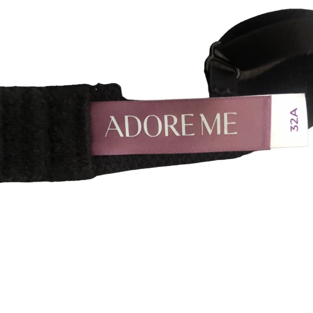 Adore Me Lacy Black Unlined High Neck Underwire Sexy Bra Gold Studded Size 32A - Image 6