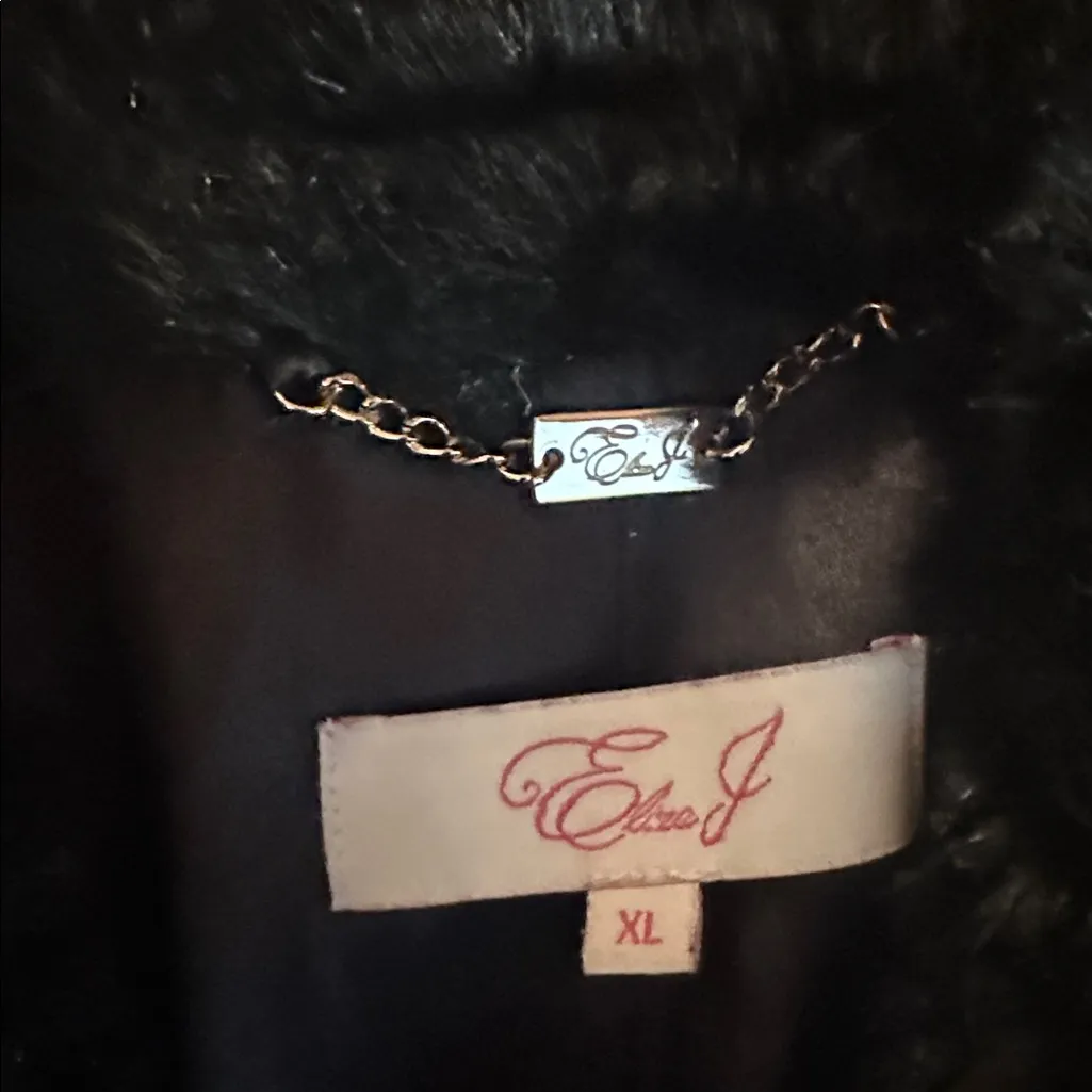 Eliza J faux Persian lamb black coat stylish and fun XL perfect lining $325 - Image 3