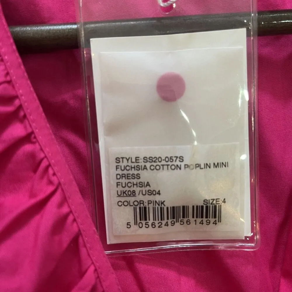 NWT Self-Portrait Fuchsia Pink Lace Ruffled Cotton-poplin Mini Dress 4 - Image 8