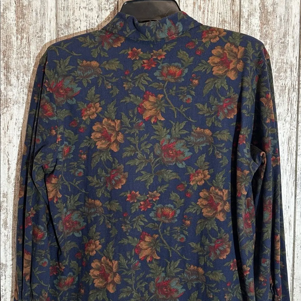 Vintage 80’s Floral Flannel Button Up Shirt NEW Petite Medium Capacity Petites Blue Size undefined - Image 9