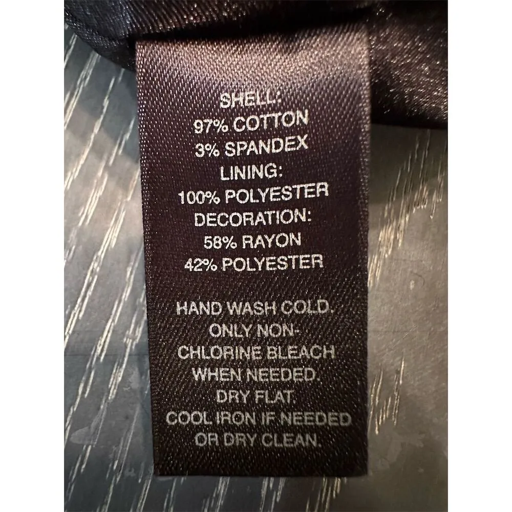 White House Black Embroidered Market Women's Black Floral Pencil Skirt Size 6 - Image 7