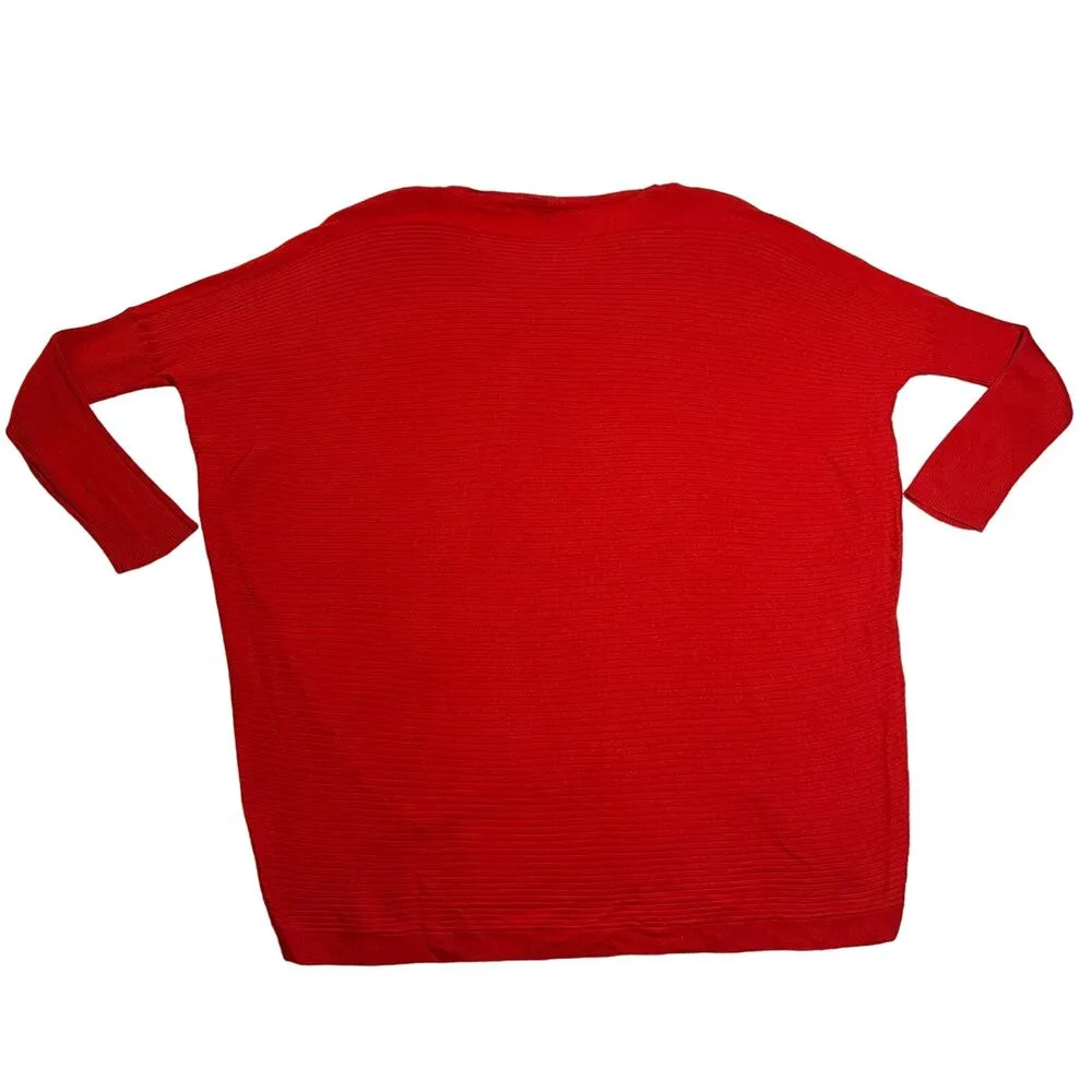 Jaye.e Crewneck Cashmere Blend Drop Shoulder Oversized Tunic Sweater Size Small Red - Image 2