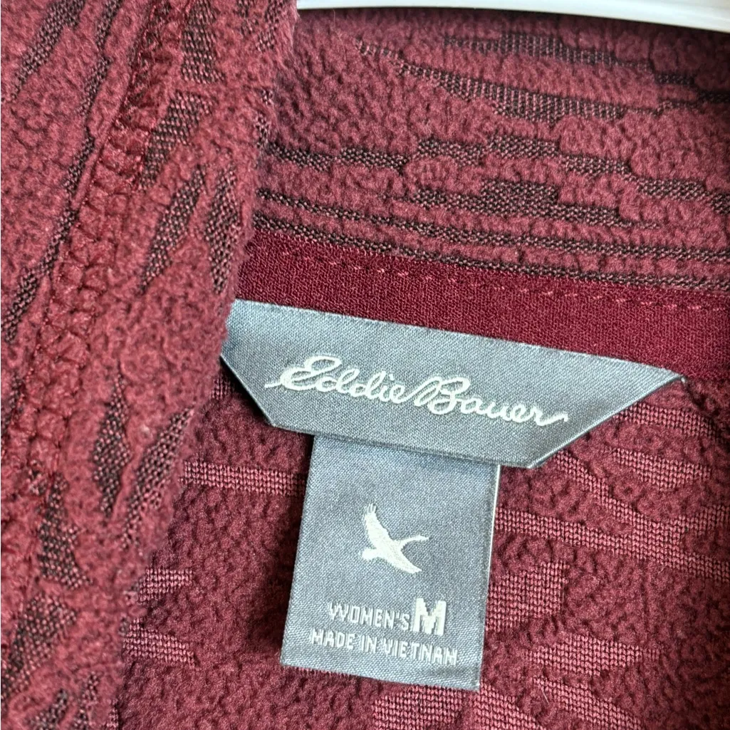 Eddie Bauer Woman’s Burgundy Quarter Zip Aztec Pattern Cozy Pullover Size Medium - Image 5