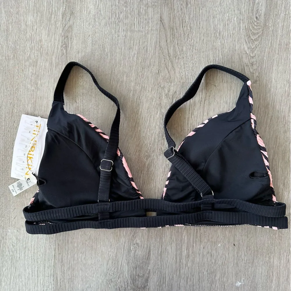 TiniBikini Bikini Swimsuit Top Pink Black Zebra Print Women’s XL NEW - Image 4