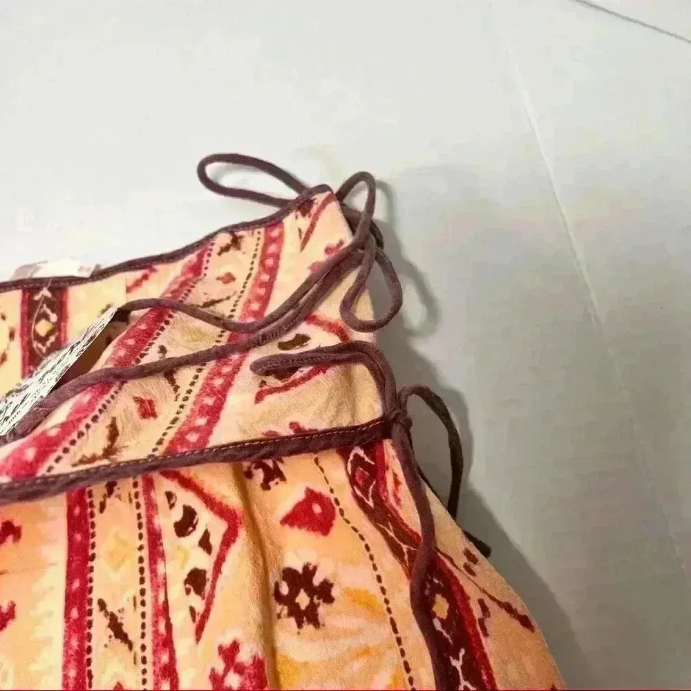 FREE PEOPLE Womens CLEO Aztec Printed Side Slit Wrap Mini Skirt Sz XS NWT Sample - Image 3