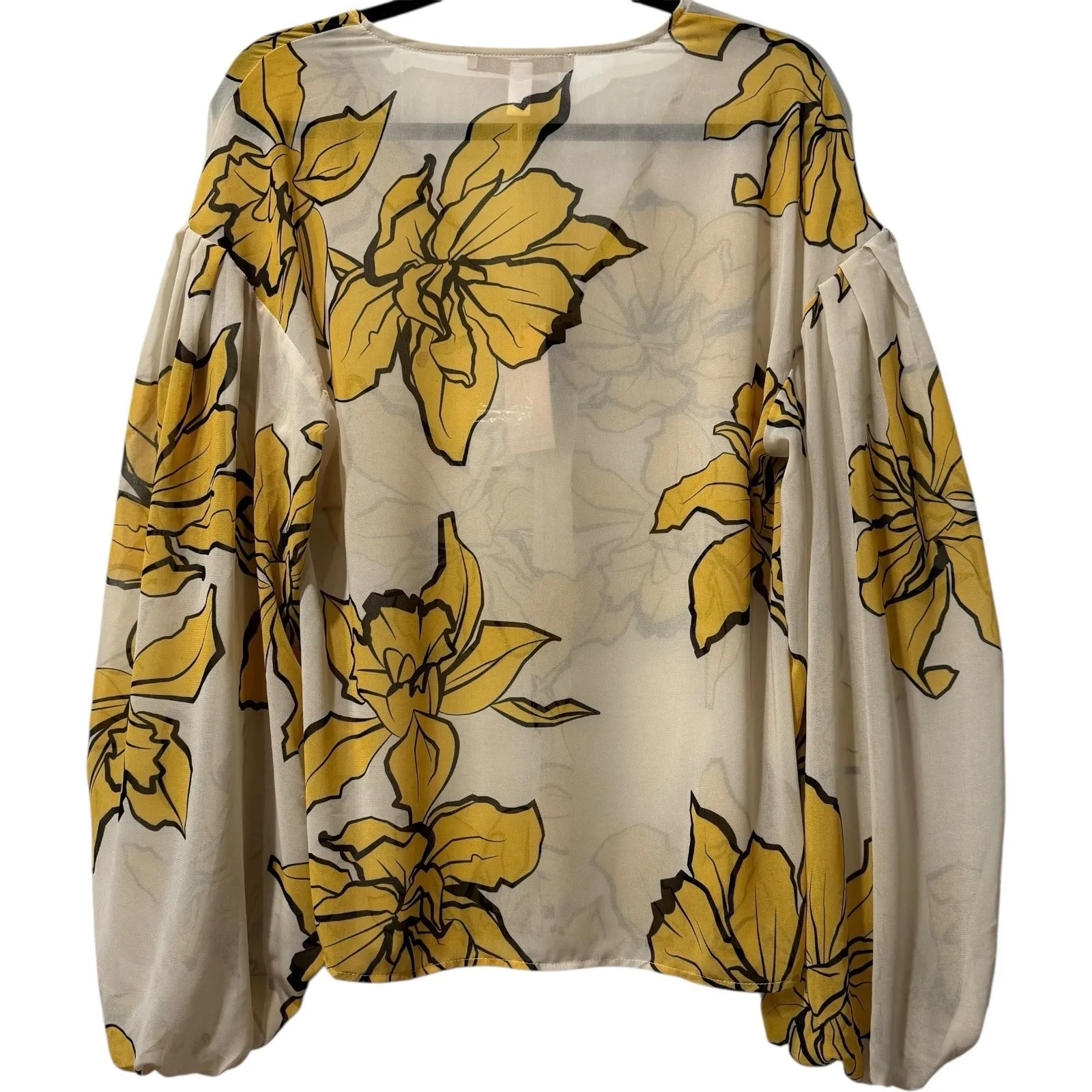 NWT Anthropologie Hutch Saskia Floral Button Front Sheer Balloon Sleeve Top Sz M - Image 3