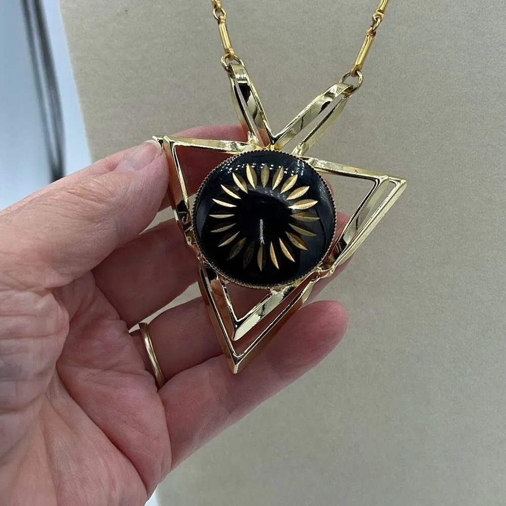 Vintage JoAnne Jewels deco statement necklace Gold - Image 3