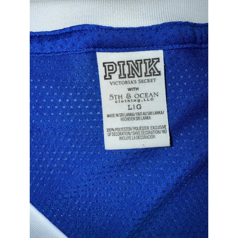 VICTORIA'S SECRET PINK KENTUCKY WILDCATS UK BLING VNECK JERSEY TEE LARGE BLUE - Image 2