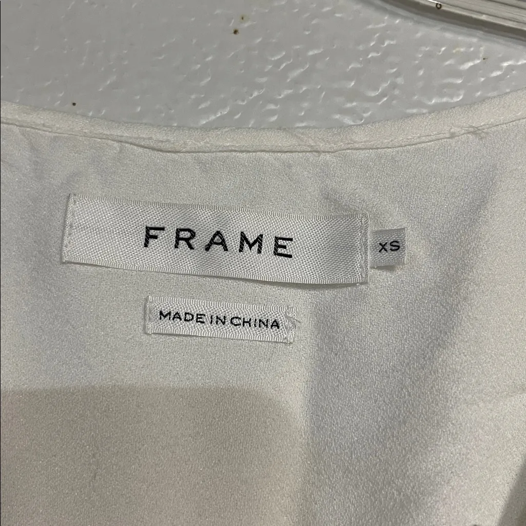 FRAME WOMENS WHITE BUTTON DOWN BLOUSE SHIRT XS - Image 2