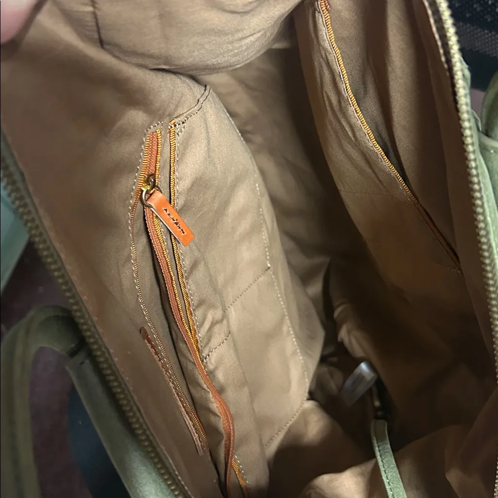 HOBO Shelia Large Leather‎ Green Shimmery Metallic Stitched Patchwork - Image 7