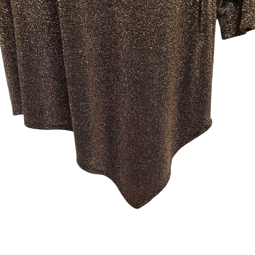 Karen Kane Metallic Boat Neck Long Sleeve Asymmetrical Hemline Top Plus Size 2X - Image 2