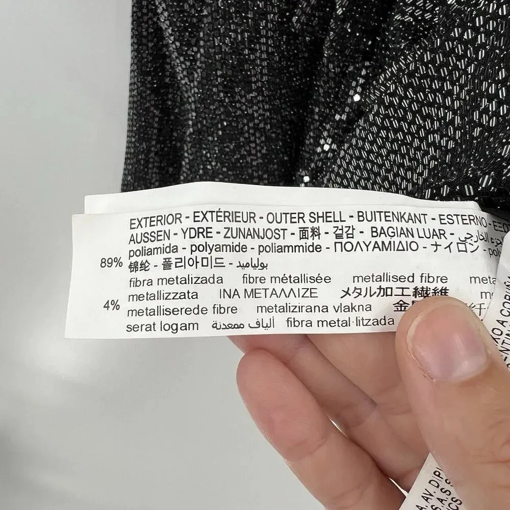 Zara Black‎ Silver Sequin Glitter Blazer Playsuit Romper Women’s Size Small - Image 9