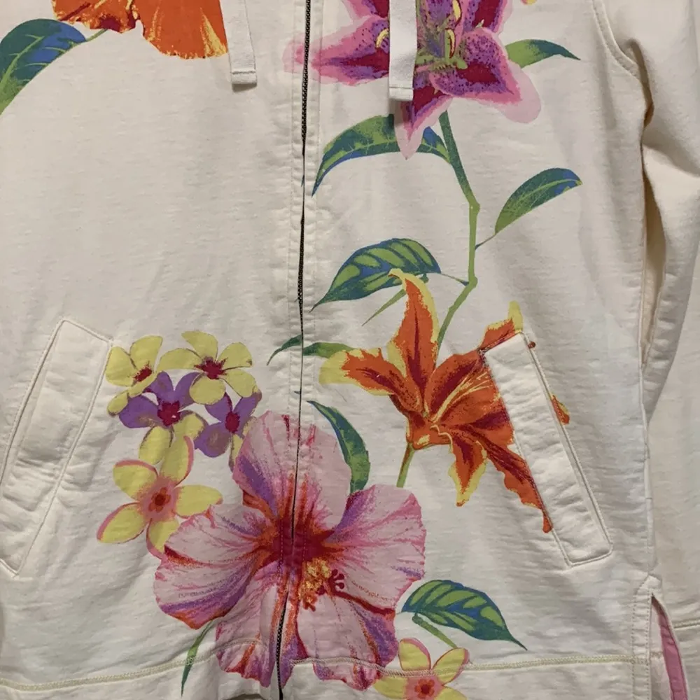 Paradise Shores woman SMALL cotton sweater zip up w/ hoodie Pink - Image 2