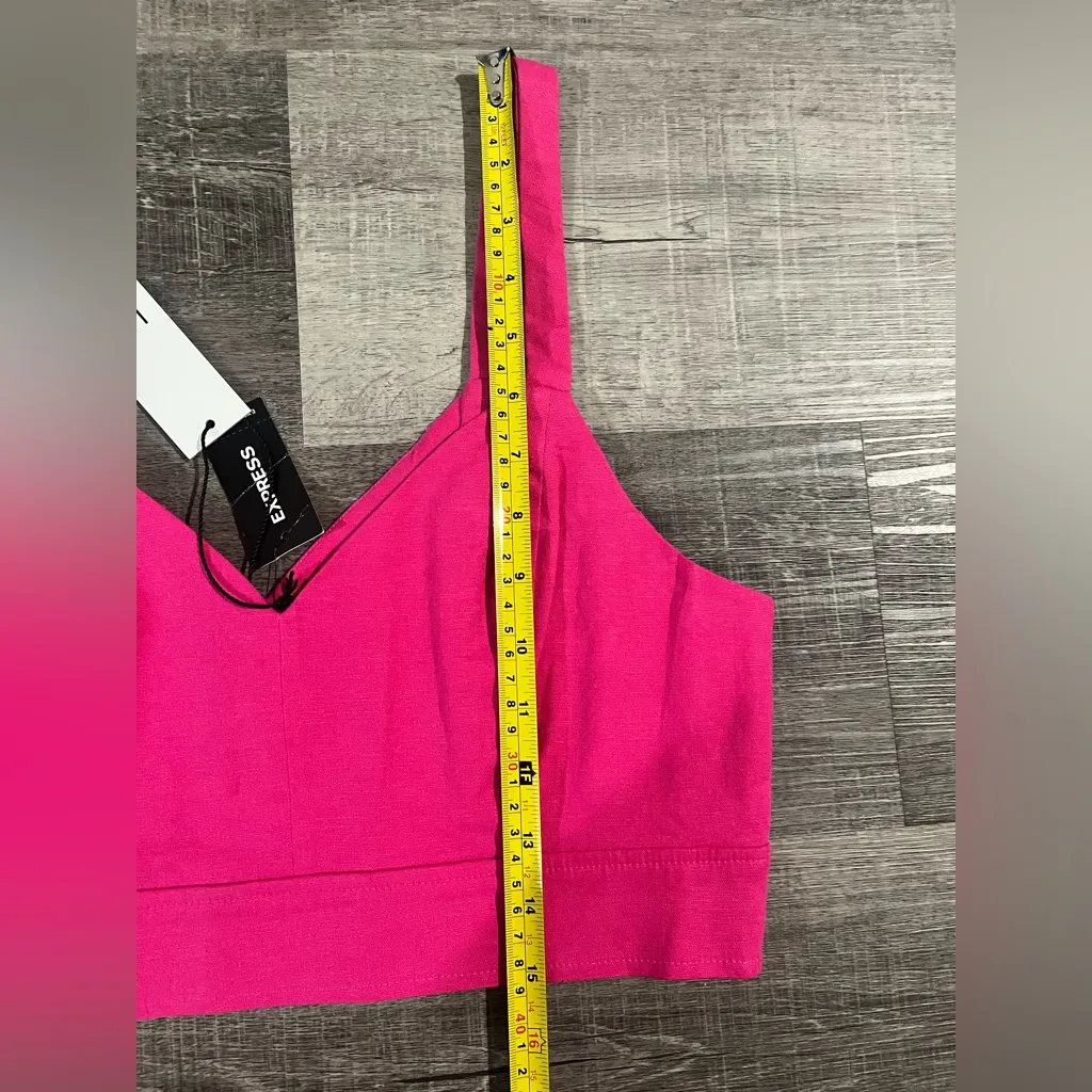 EXPRESS Editions Linen Blend Cropped Tank Top - Image 6