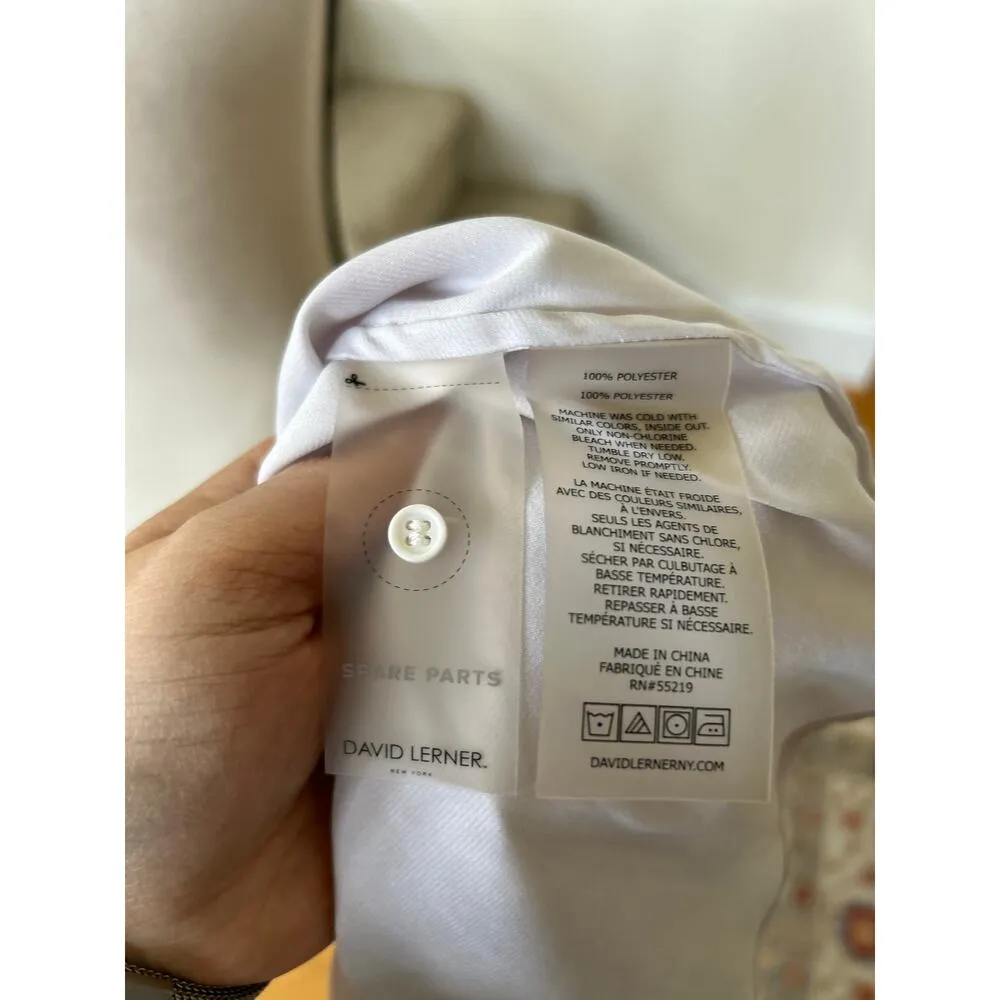 Evereve x David Lerner White & Mauve Pink Watercolor Tiedye Satin Button Down - Image 5