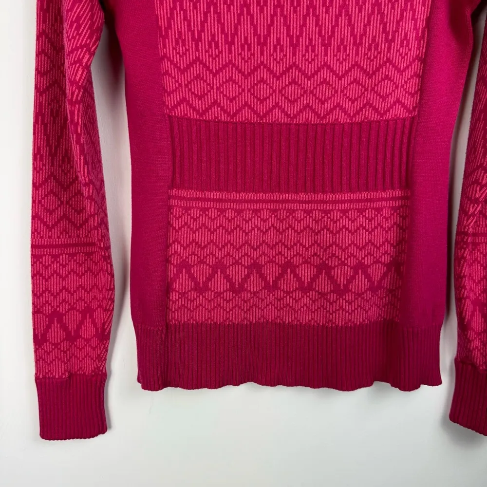 Athletic Knit Abstract Zip Sweater Jacket Sz XS Abstract Geometric Pink Ski - Image 4
