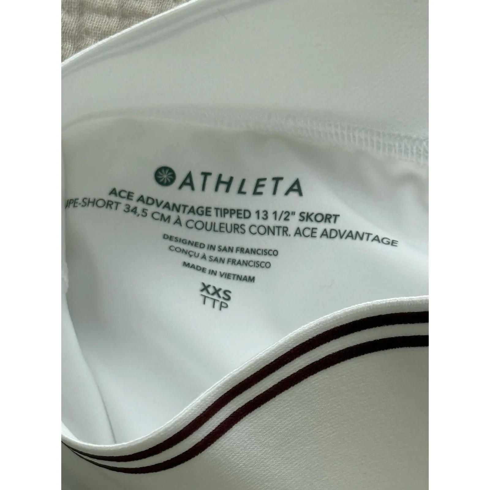 NEW Athleta Ace Advantage Tipped 13 1/2" Tennis Skort White Red‎ Women Size XXS - Image 5