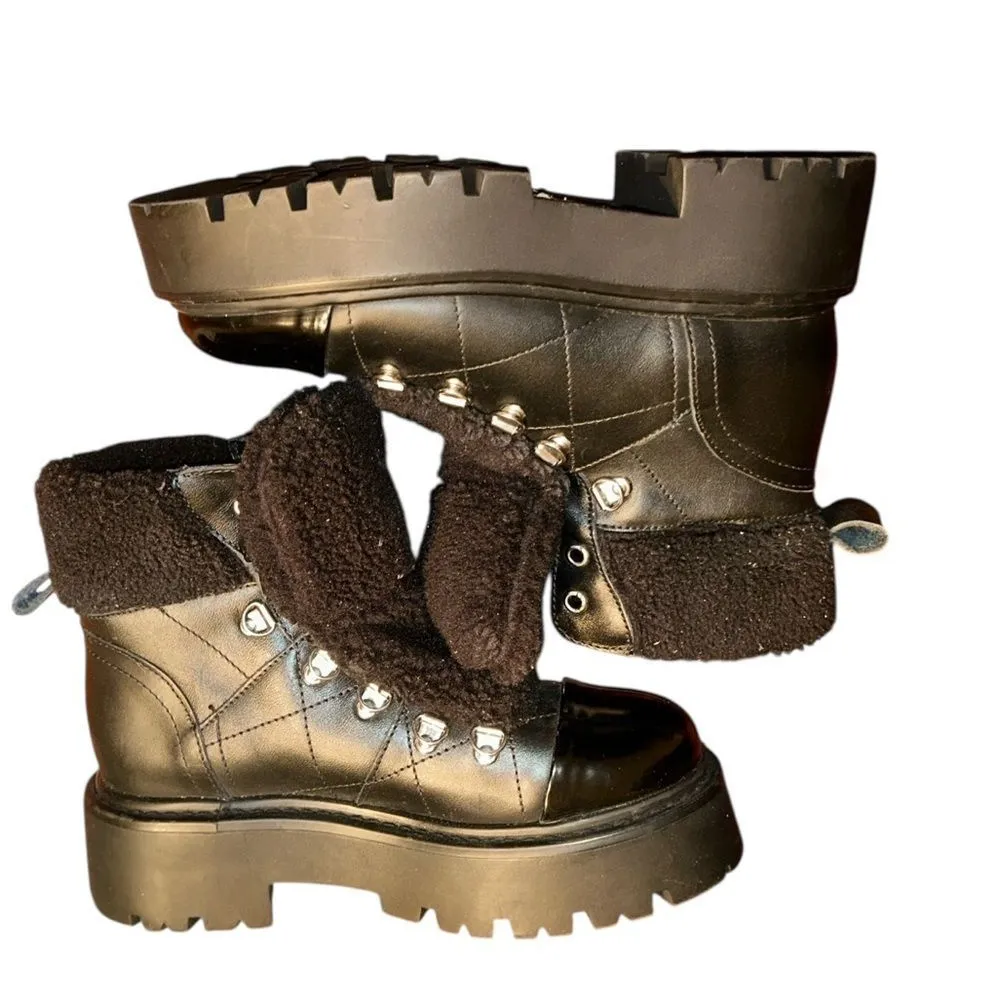 Steve Madden Shearling Black Ankle Boots(Size 6) - Image 4