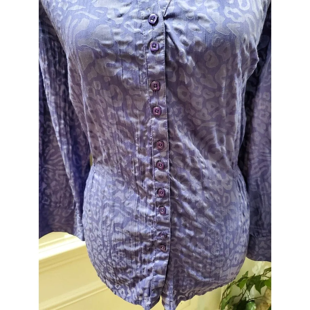 Decoded Women's Purple Cotton Collared Long Sleeve Casual Button Down Shirt XL - Image 4